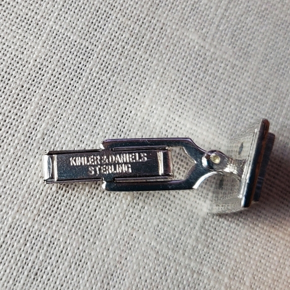 Vntg Sterling Cufflinks Tieclip Set Marcasite and Onyx Original Box - Picture 3 of 14